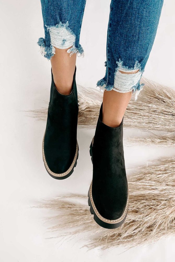 City Classic Faux Suede Booties (Black) · NanaMacs - Image 4