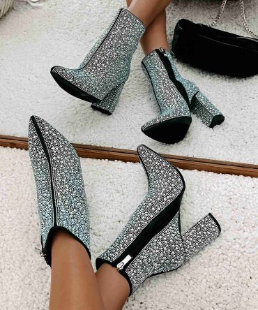 Perfectly Glam Rhinestone Booties (Black) · NanaMacs