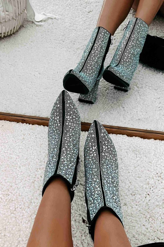 Perfectly Glam Rhinestone Booties (Black) · NanaMacs - Image 3