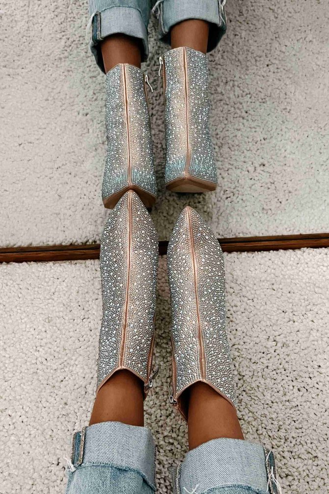 Perfectly Glam Rhinestone Booties (Champagne) · NanaMacs - Image 4