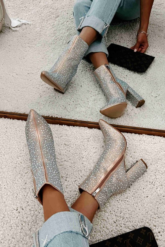 Perfectly Glam Rhinestone Booties (Champagne) · NanaMacs