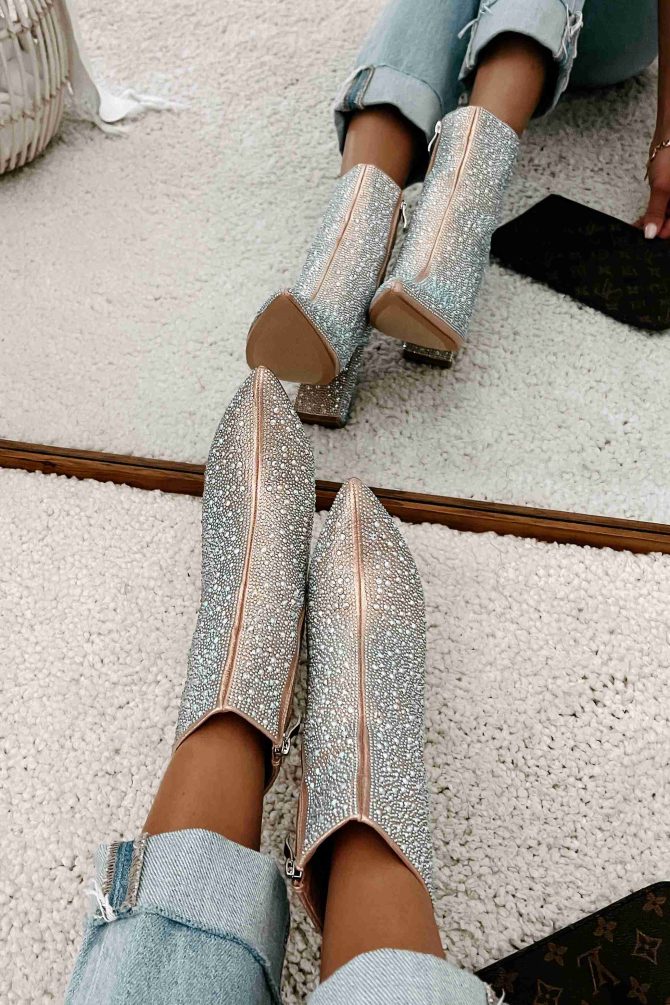 Perfectly Glam Rhinestone Booties (Champagne) · NanaMacs - Image 3