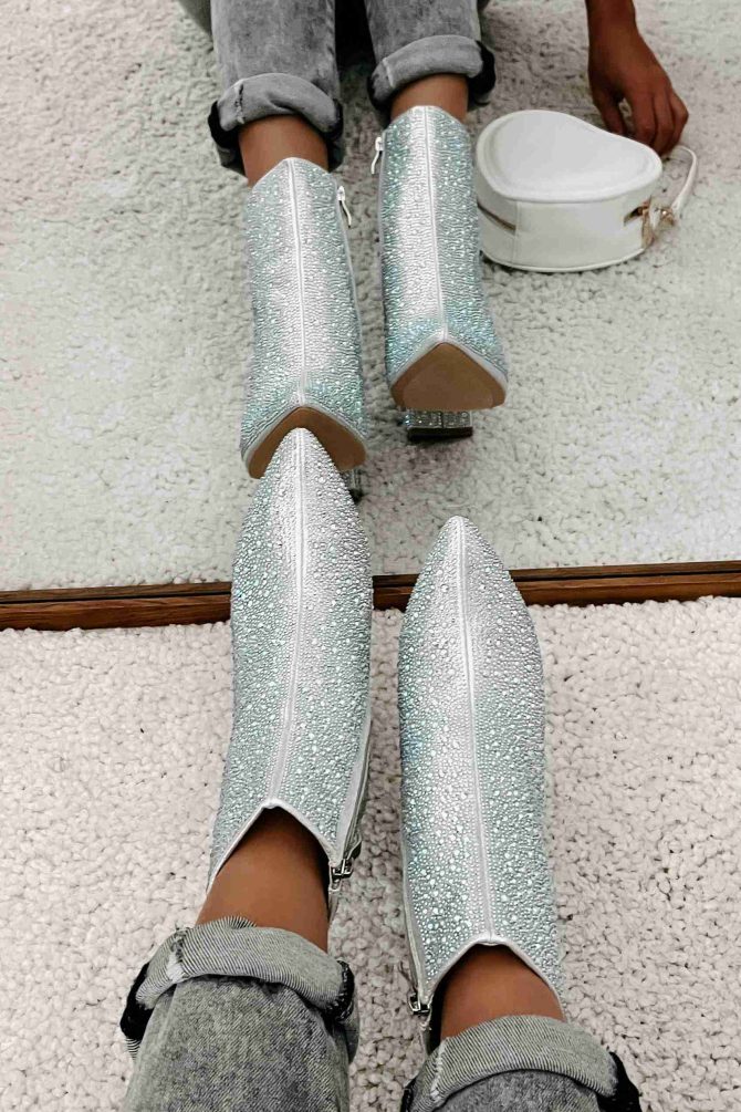 Perfectly Glam Rhinestone Booties (Silver) · NanaMacs - Image 3