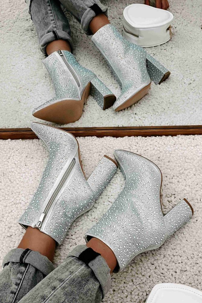 Perfectly Glam Rhinestone Booties (Silver) · NanaMacs - Image 4