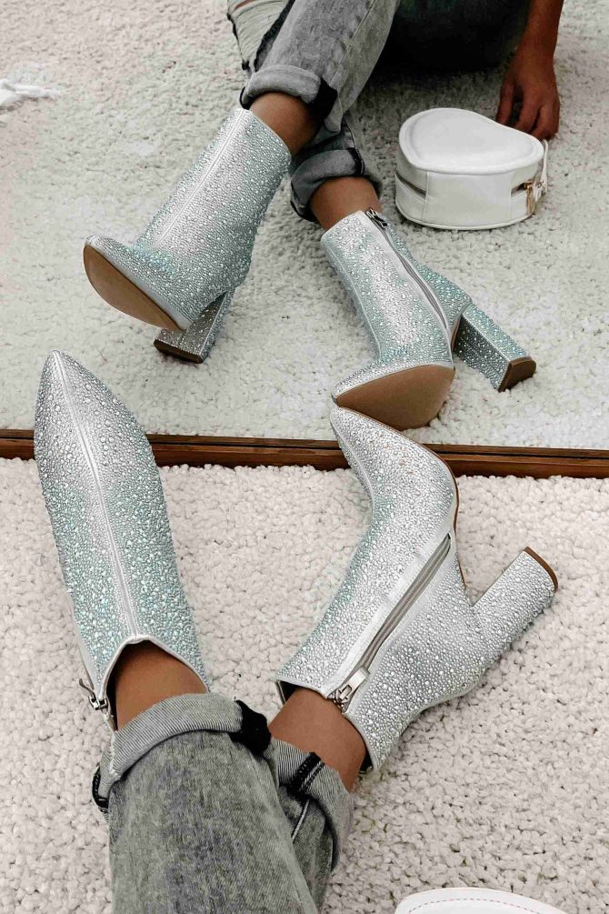 Perfectly Glam Rhinestone Booties (Silver) · NanaMacs