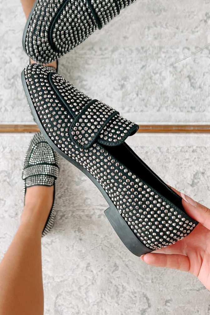 Woman In The Mirror Rhinestone Loafers (Black/Silver) · NanaMacs - Image 3