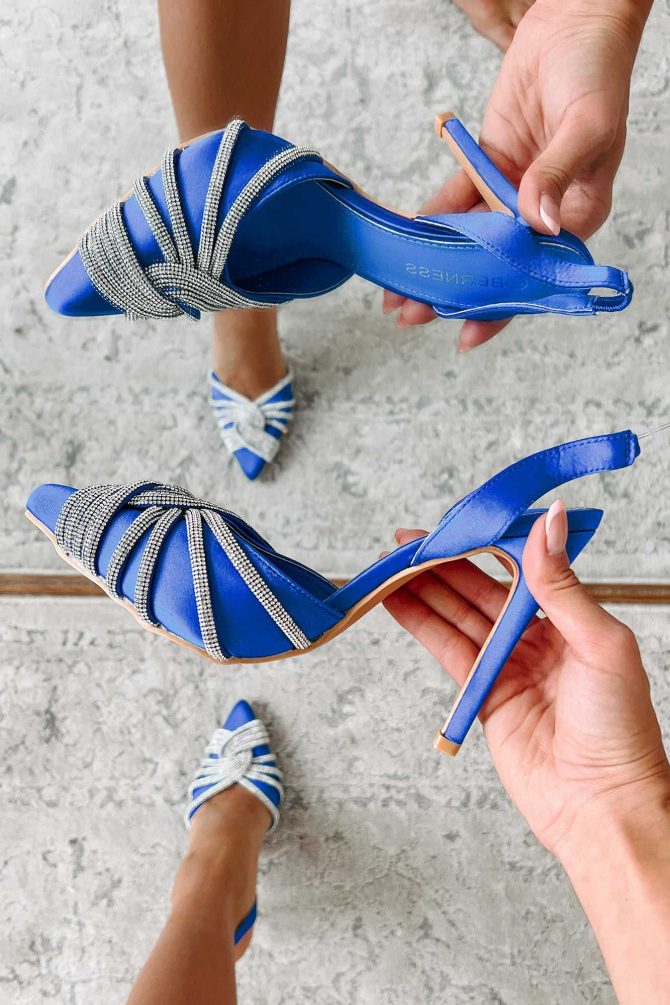 Prepped For The Spotlight Rhinestone Slingback Pumps (Royal Blue) · NanaMacs - Image 2