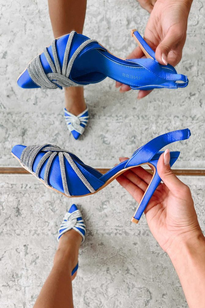 Prepped For The Spotlight Rhinestone Slingback Pumps (Royal Blue) · NanaMacs - Image 4