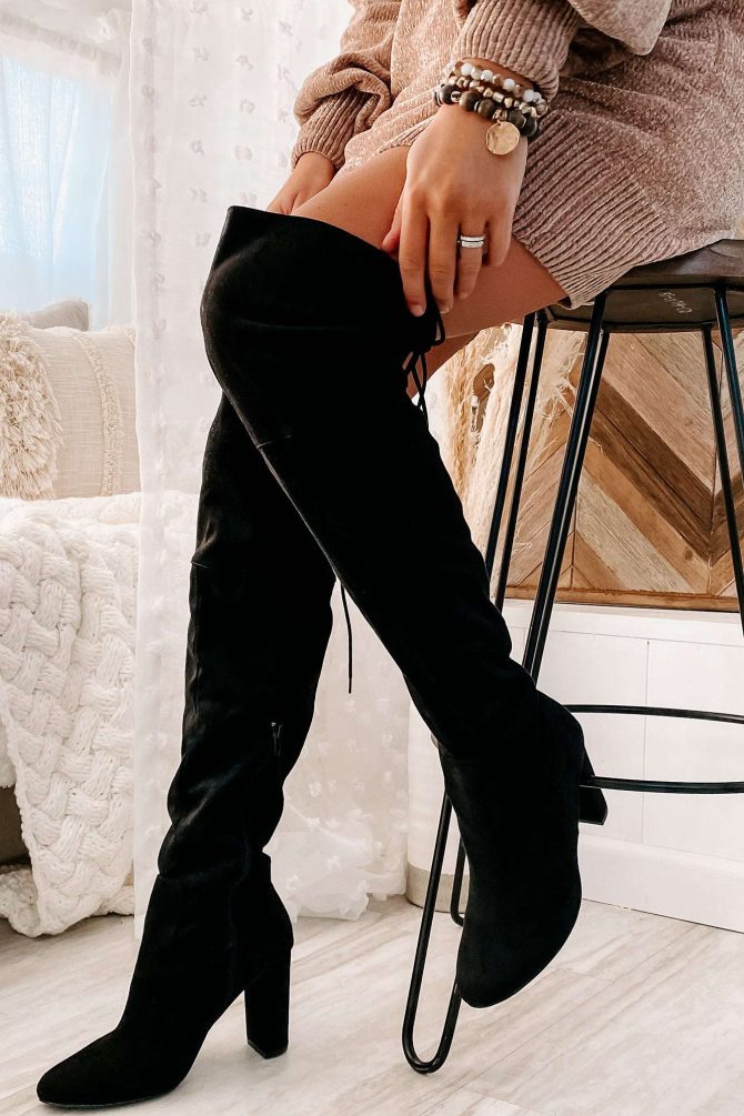 Own Your Ambition Lace Back Over The Knee Boot (Black) · NanaMacs - Image 4