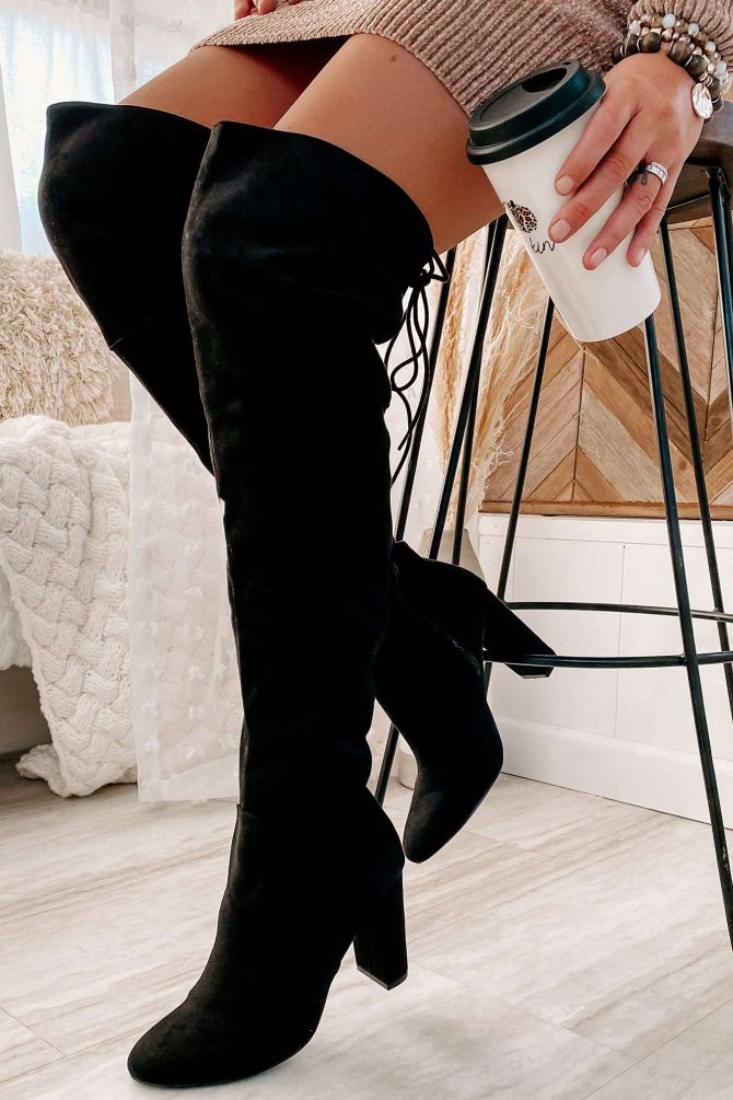 Own Your Ambition Lace Back Over The Knee Boot (Black) · NanaMacs