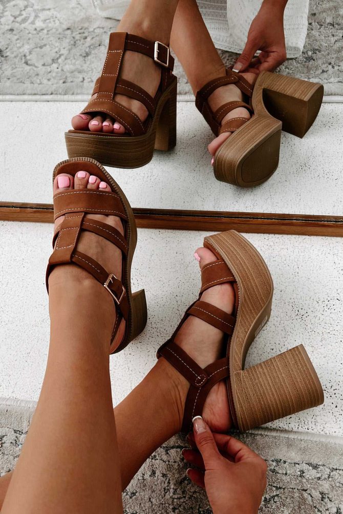 Signs Of Summer Platform Sandals (Cognac) · NanaMacs - Image 3