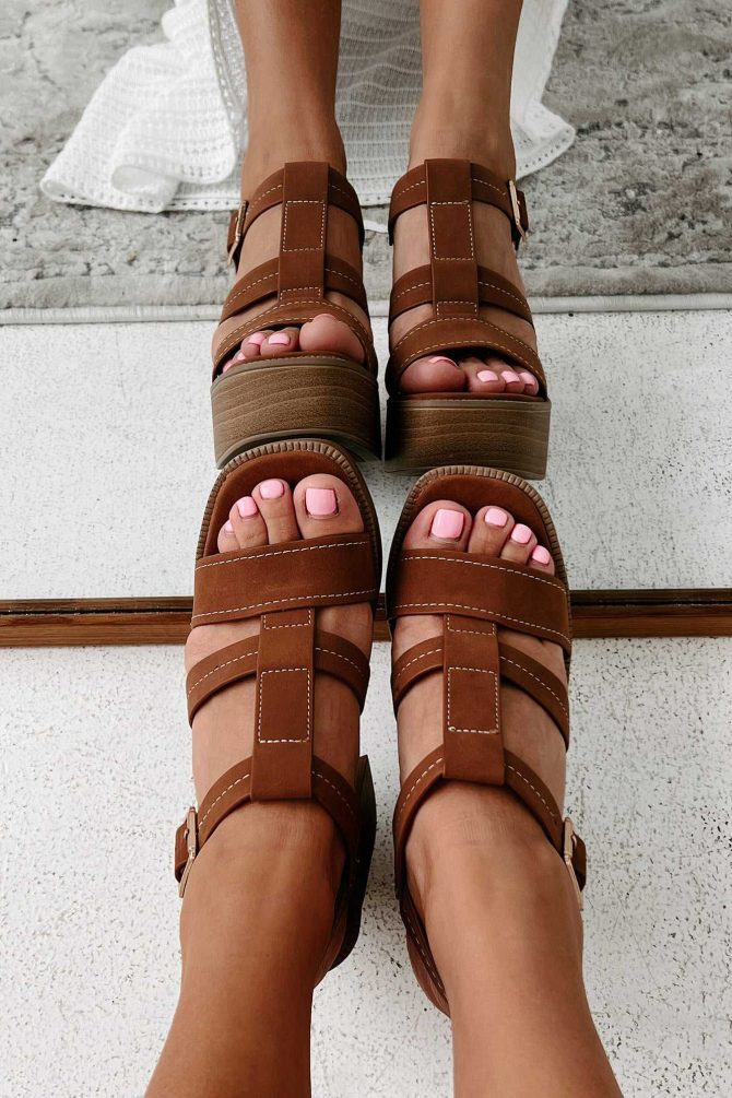 Signs Of Summer Platform Sandals (Cognac) · NanaMacs - Image 4