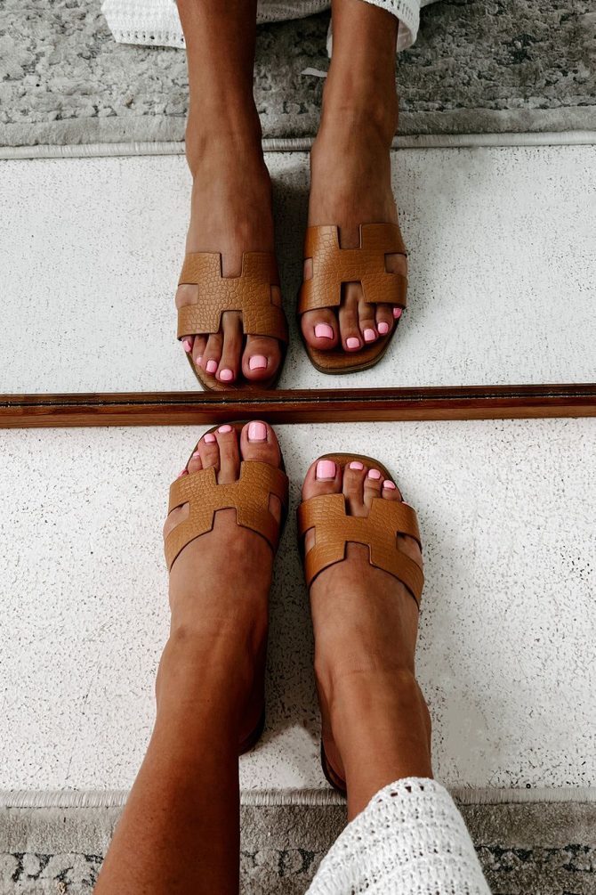 Florida Living Faux Croc H-Strap Sandals (Camel Croc) · NanaMacs - Image 4