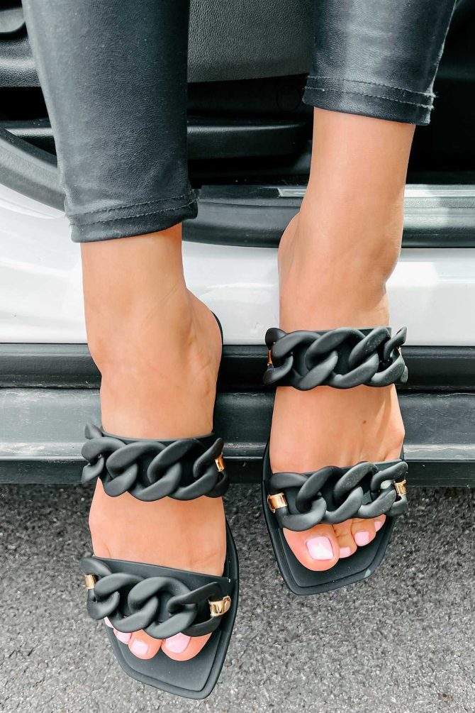 Playing Along Double Strap Jelly Sandals (Black Matte) · NanaMacs - Image 2