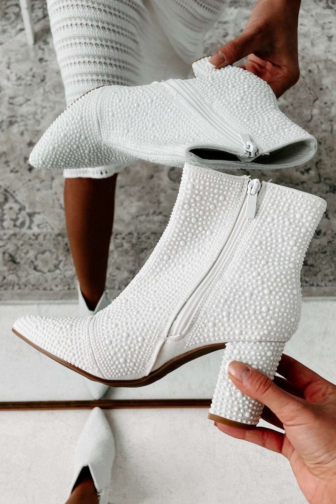 Be Like Dolly Beaded Glitter Booties (Ivory) · NanaMacs - Image 2