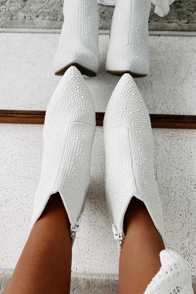 Be Like Dolly Beaded Glitter Booties (Ivory) · NanaMacs - Image 3