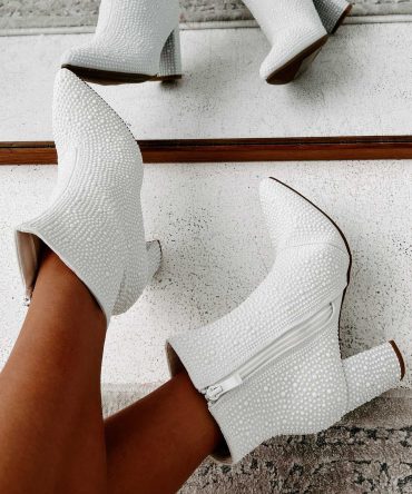 Be Like Dolly Beaded Glitter Booties (Ivory) · NanaMacs