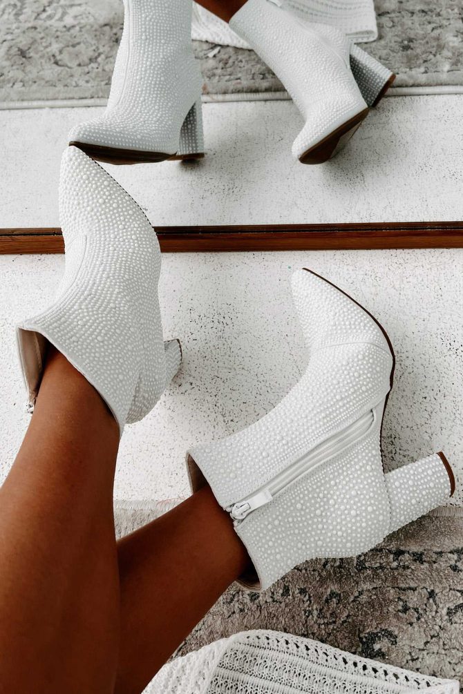 Be Like Dolly Beaded Glitter Booties (Ivory) · NanaMacs