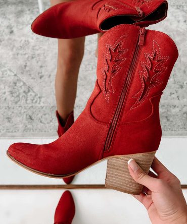 Don't Want Any Trouble Mid-Calf Western Booties (Vintage Red) · NanaMacs