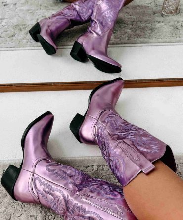 Danilo Metallic Cowboy Boots (Light Purple) · NanaMacs