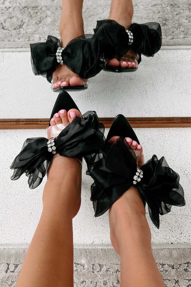 Lavish Lifestyle Organza Bow Pointed Toe Heels (Black) · NanaMacs - Image 3