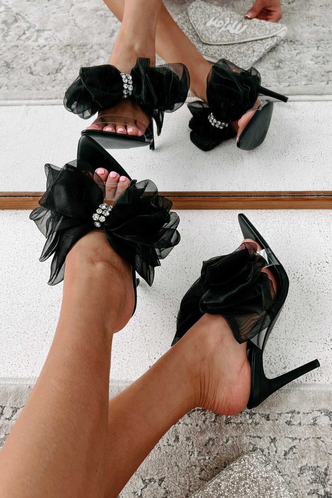 Lavish Lifestyle Organza Bow Pointed Toe Heels (Black) · NanaMacs - Image 2