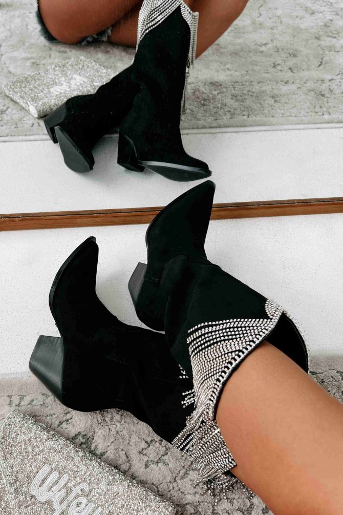 Arie Rhinestone Fringe Faux Sude Billini Boots (Black Suede) · NanaMacs - Image 4