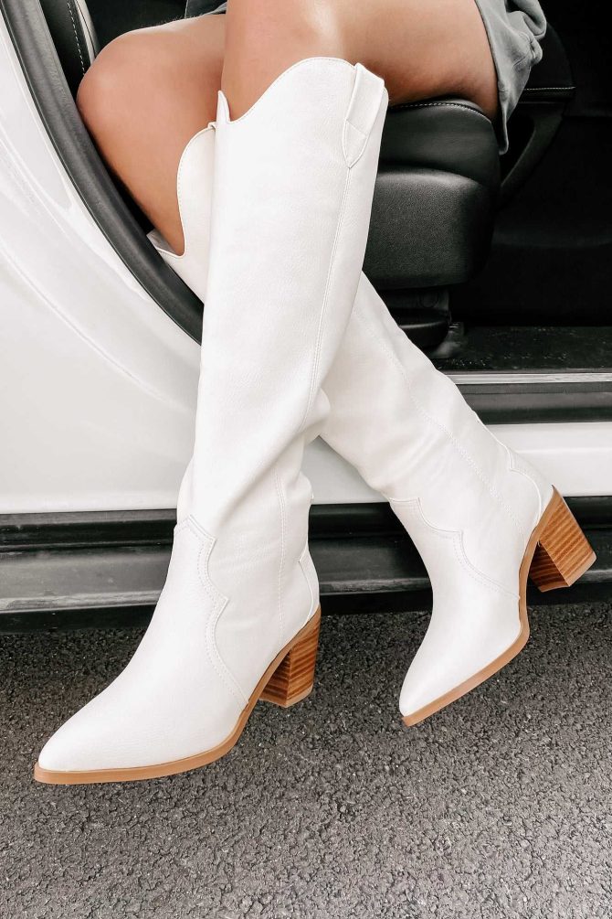 Novena Knee High Western Boots (Off White) · NanaMacs - Image 3