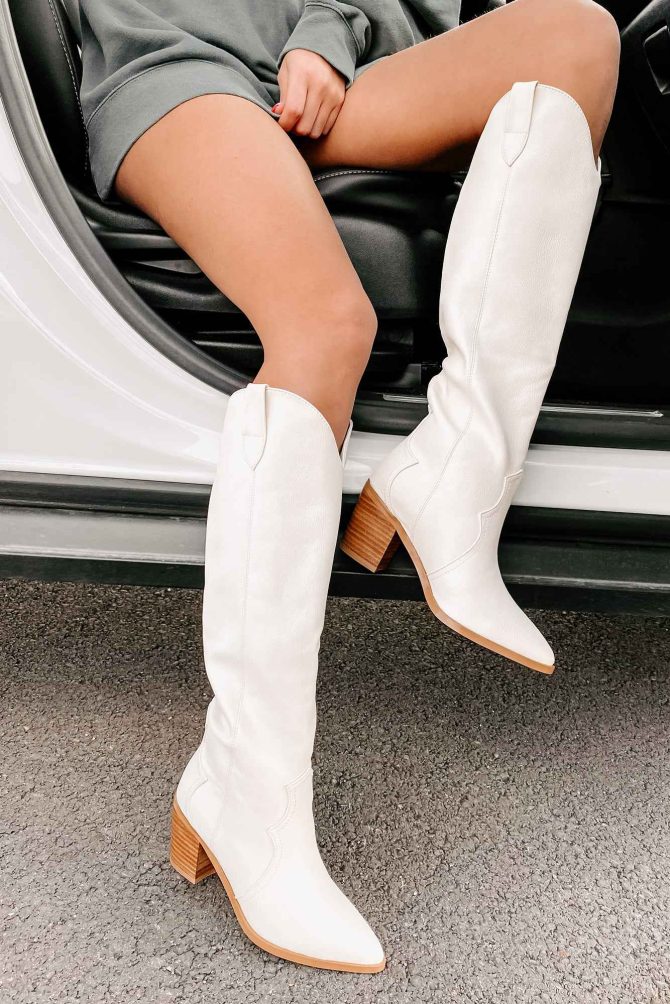 Novena Knee High Western Boots (Off White) · NanaMacs - Image 4