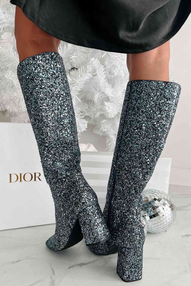 Flashy Finds Glitter Knee High Boots (Sapphire Blue Glitter) · NanaMacs - Image 4