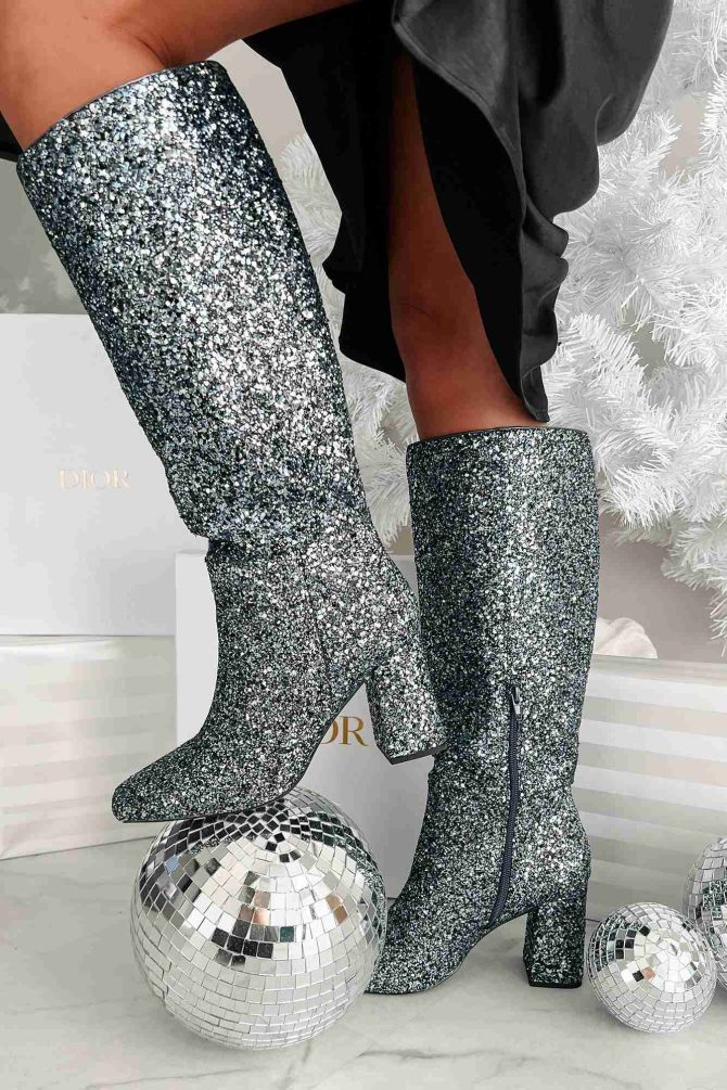 Flashy Finds Glitter Knee High Boots (Sapphire Blue Glitter) · NanaMacs