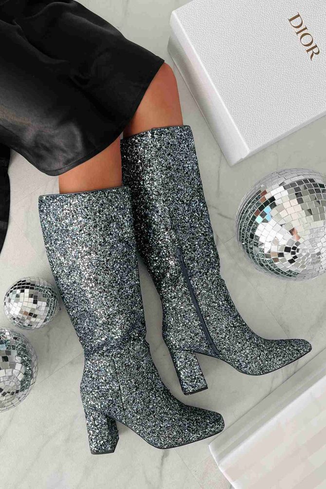 Flashy Finds Glitter Knee High Boots (Sapphire Blue Glitter) · NanaMacs - Image 2