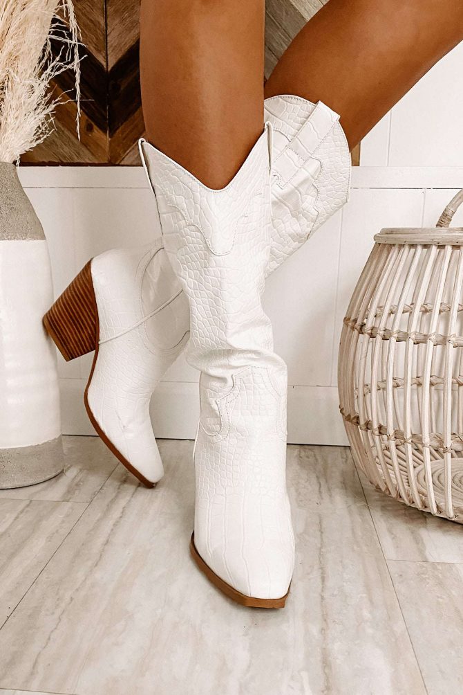 Fierce Step Faux Croc Boots (White Croc) · NanaMacs - Image 3