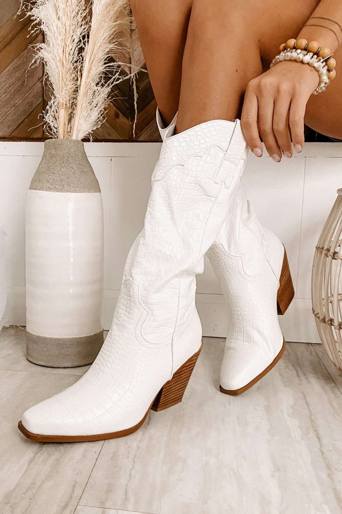 Fierce Step Faux Croc Boots (White Croc) · NanaMacs - Image 4