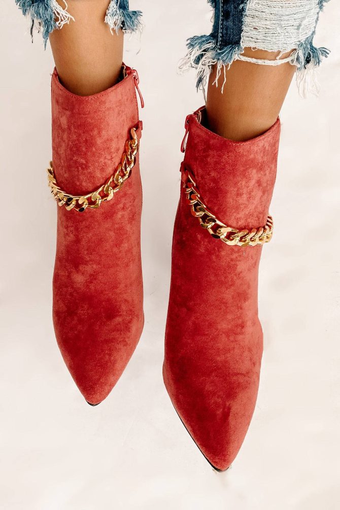 Linked To You Faux Suede Chain Detail Bootie (Rose) · NanaMacs - Image 4
