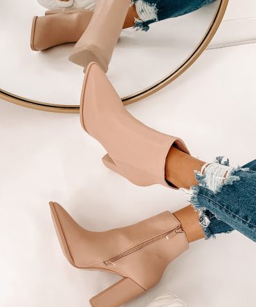 Obsession Game Pointed Toe Bootie (Taupe) · NanaMacs