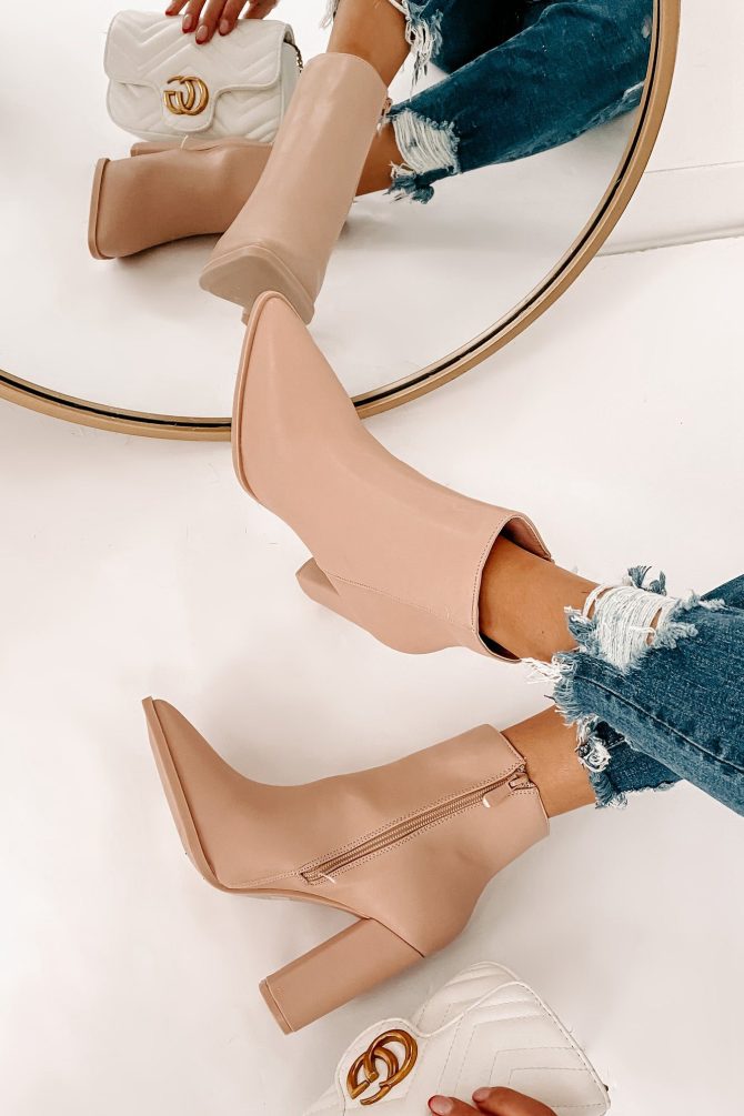 Obsession Game Pointed Toe Bootie (Taupe) · NanaMacs