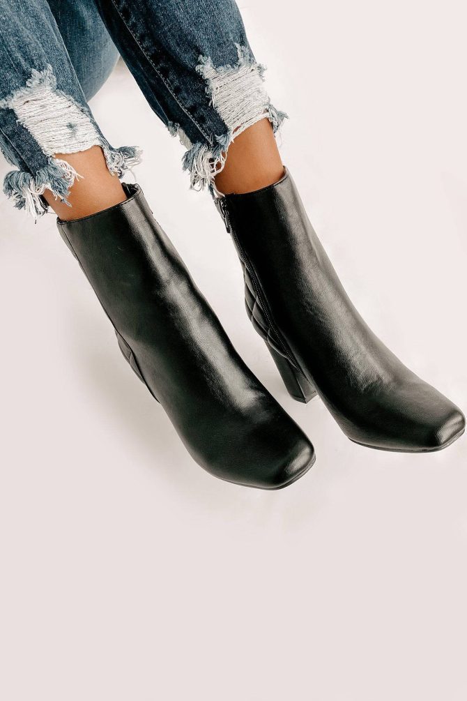 Subtle Steps Quilted Faux Leather Booties (Black) · NanaMacs - Image 3