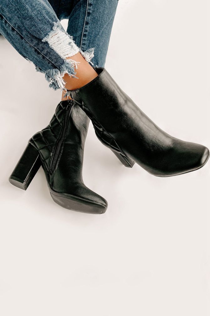 Subtle Steps Quilted Faux Leather Booties (Black) · NanaMacs - Image 4