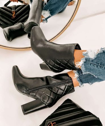 Subtle Steps Quilted Faux Leather Booties (Black) · NanaMacs
