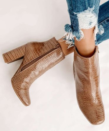 Making An Appearance Faux Croc Booties (Taupe Croco) · NanaMacs