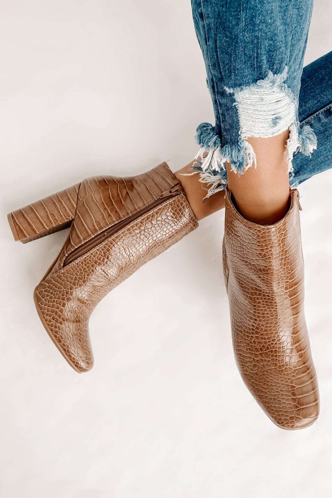 Making An Appearance Faux Croc Booties (Taupe Croco) · NanaMacs