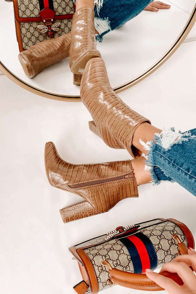 Making An Appearance Faux Croc Booties (Taupe Croco) · NanaMacs - Image 3