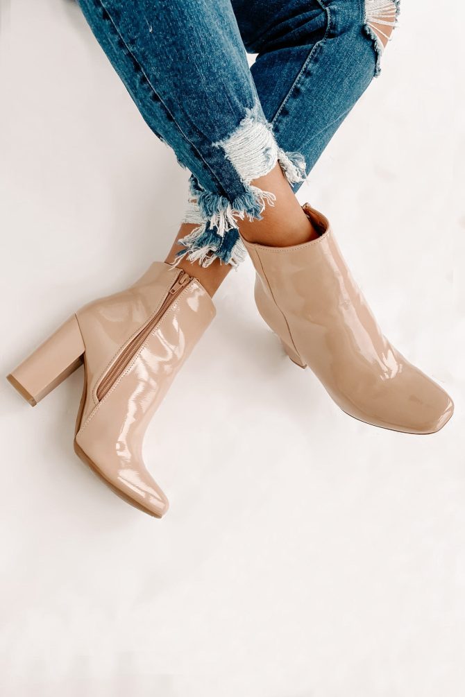 Show Up & Show Off Patent Leather Heeled Ankle Booties (Nude Patent) · NanaMacs - Image 4