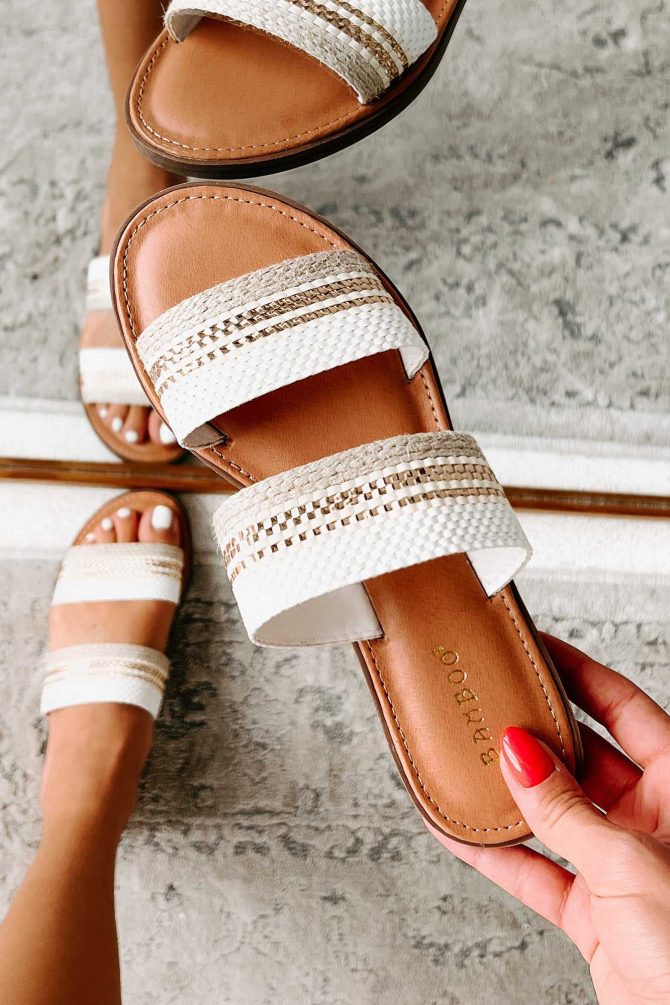Breakaway Beach Double Strap Woven Sandals (White) · NanaMacs - Image 2