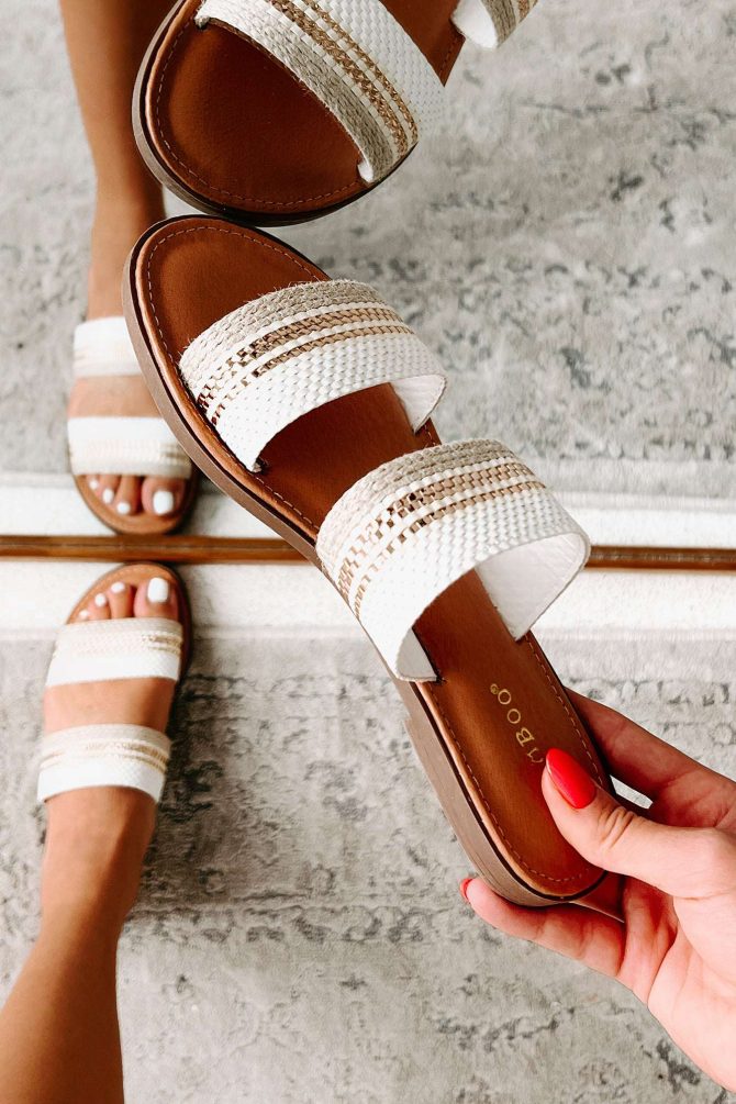 Breakaway Beach Double Strap Woven Sandals (White) · NanaMacs - Image 4