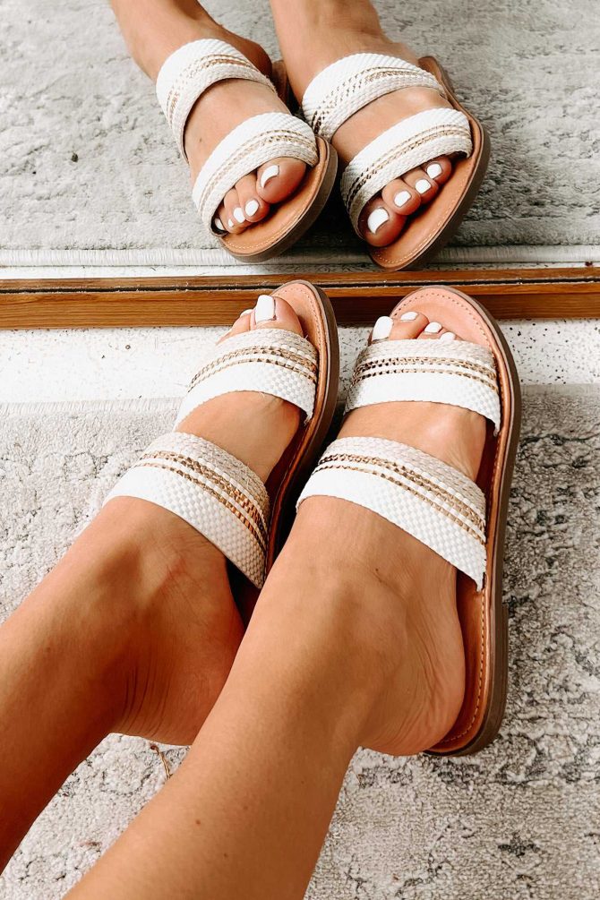 Breakaway Beach Double Strap Woven Sandals (White) · NanaMacs - Image 3