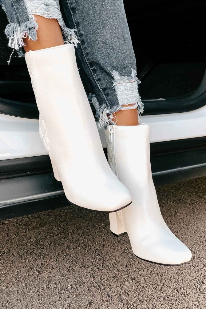 Subtle Steps Quilted Faux Leather Booties (White) · NanaMacs - Image 3