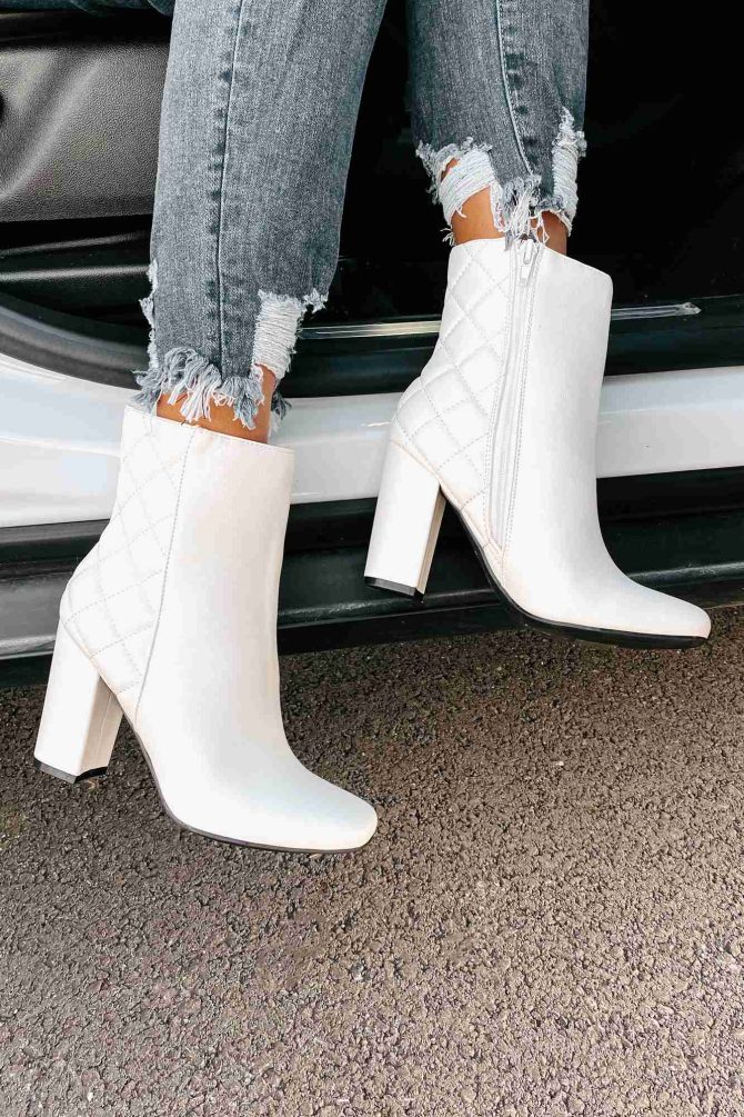 Subtle Steps Quilted Faux Leather Booties (White) · NanaMacs - Image 2