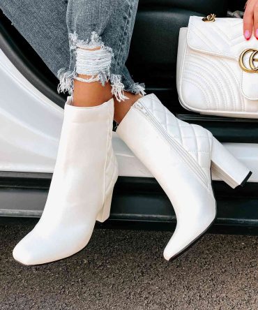 Subtle Steps Quilted Faux Leather Booties (White) · NanaMacs